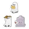 Cute And Quirky Cartoon Ghost Reading Series Alloy Brooch Fun Halloween Themed Pin