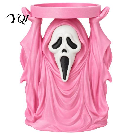 Halloween Candle Holder Grim Reaper Holder, Spooky Screaming Ghost Candlestick Tealight Indoor Horror Ornament Table Centerpiece for Party Mantel