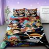 Duvet Cover One Piece Kids Cartoon Luffy Bedding Set with 2 Pillowcases Soft and Cozy Bedroom Bed Decor Teens Boys best Gifts
