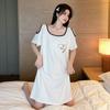 Large Size Pure Desire Wind Nightgown Women Summer Short Sleeve Strapless Ice Silk Pit Stripe Pajamas Summer Thin Section