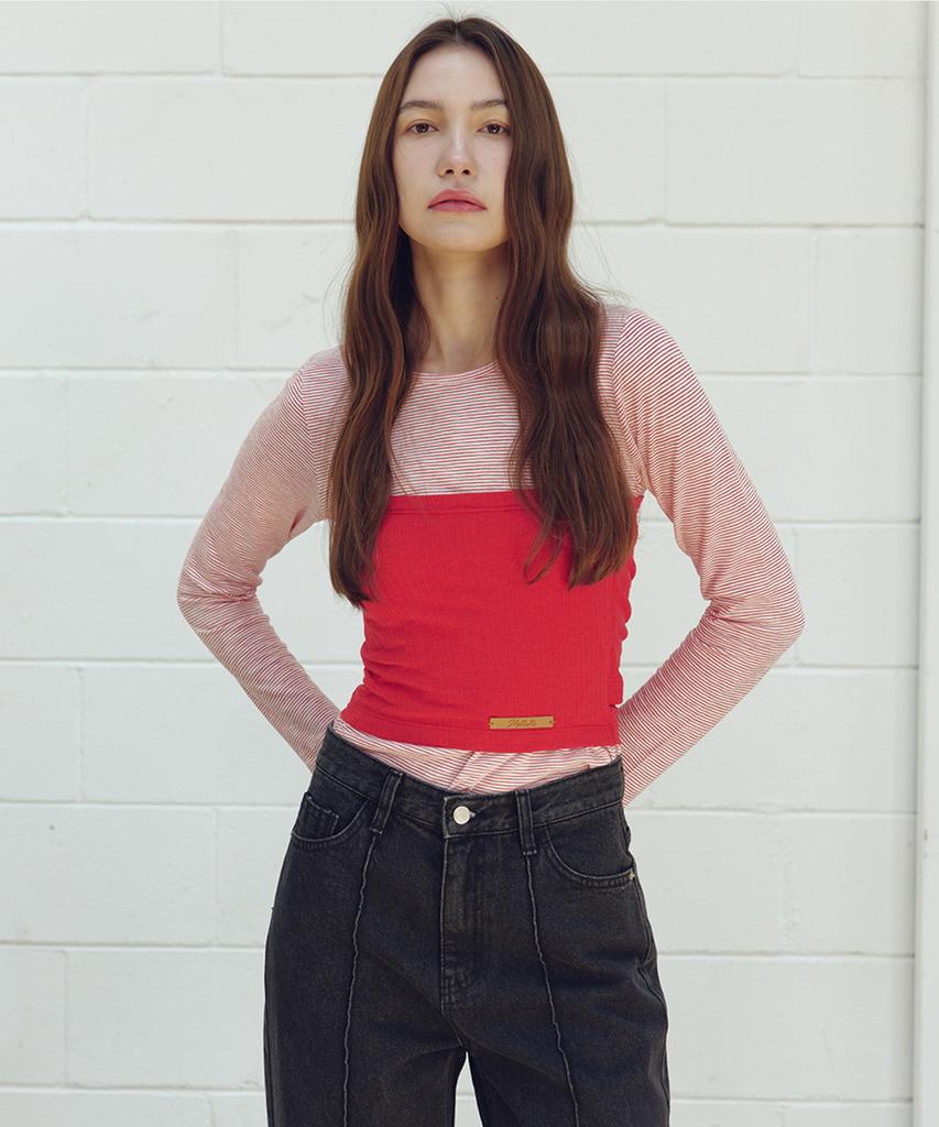 JBYRARA Crewneck Striped T-Shirt_Red