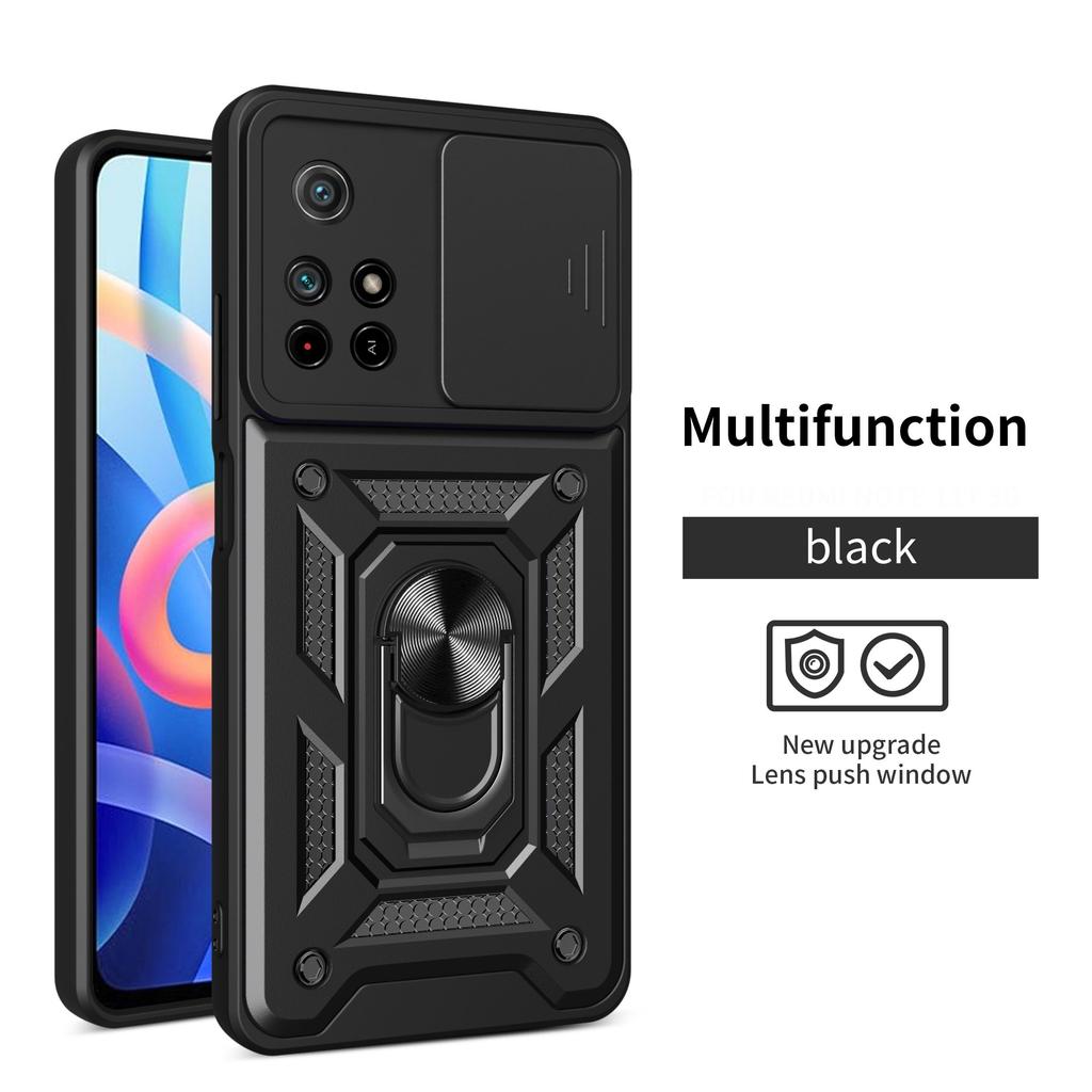 Armor Shockproof Case for Xiaomi POCO M4 Pro 4G 5G Phone Camera Lens Protective Magnetic Car Holder Ring Case Cover