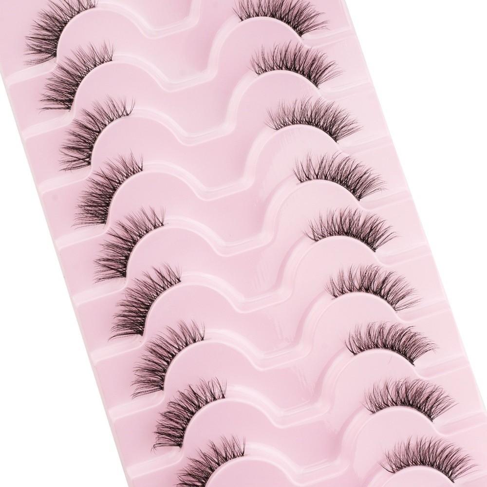 10 Pairs 7-10MM Thick Fluffy False Eyelashes Black Dense Fake Eyelashes DIY Lashes Extension  Party