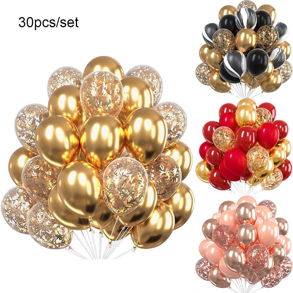 30 шт. Шары для вечеринки по случаю дня рождения, детского душа, металлические латексные шары, свадебные воздушные шары, конфетти