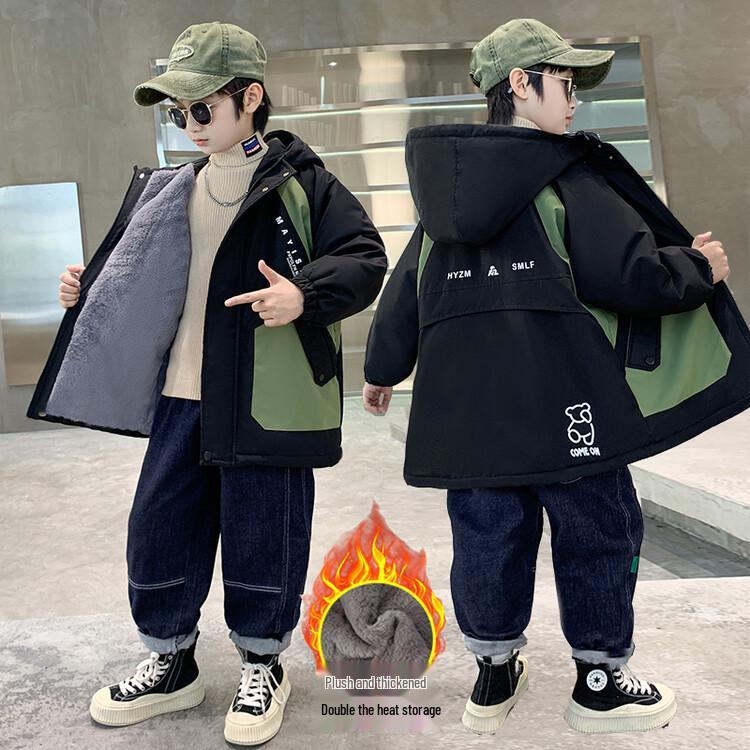 Модное хлопковое пальто для мальчиков 2025: Зимняя парка на бархатной подкладке