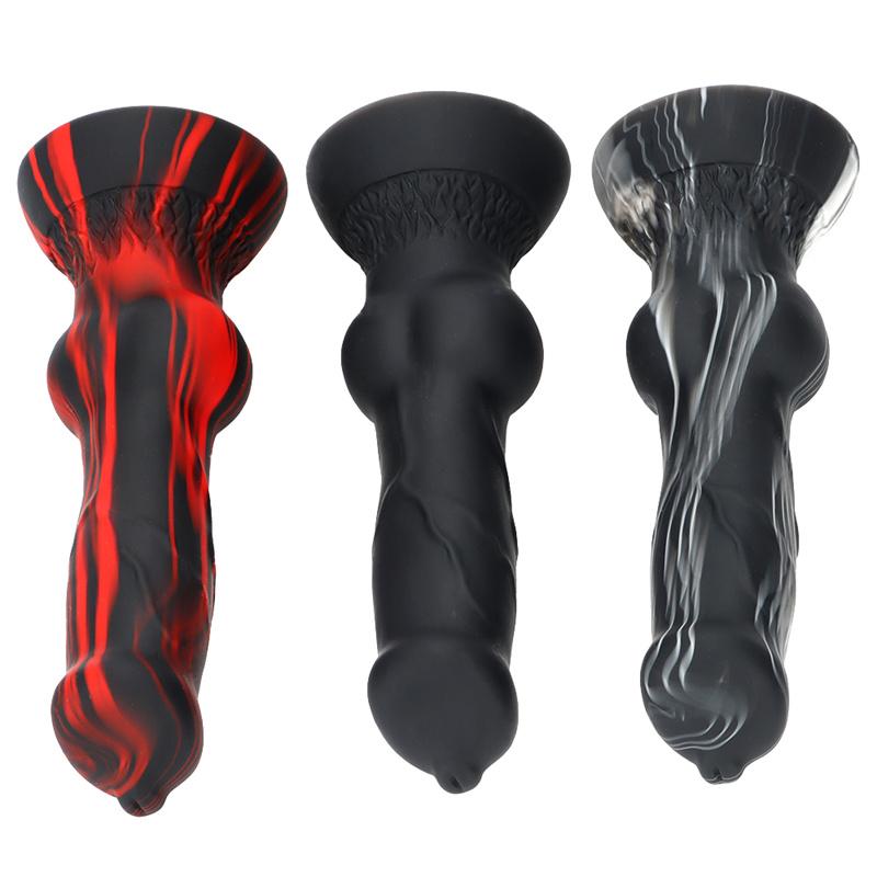 Женский смешанный цвет имитация без яичек пенис собаки дилдо мастурбационное устройство задний двор большой анальный плаг инструмент для анального расширения