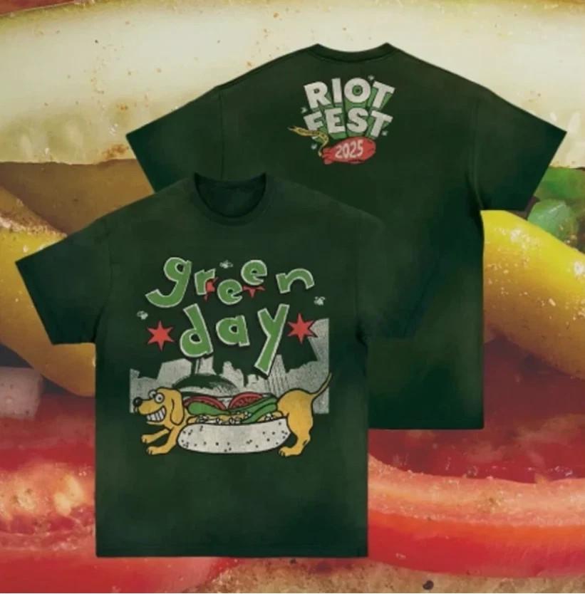 ГОРЯЧИЙ!!Green Day Riot Fest 2025 21 сентября 2025 г. - футболка цвета лесной зелени