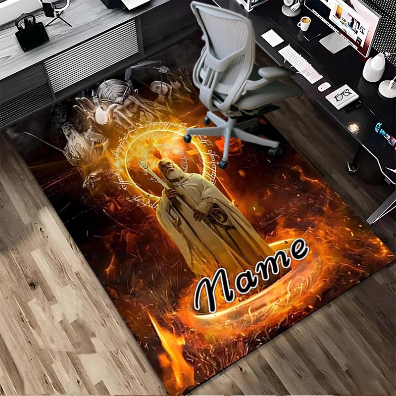 Custom Name Knightly Shield Living Room Non-Slip Area Rug Soft Carpet for Bedroom Kids Playroom Sofa Office Home Decor Doormat