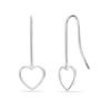 925 Sterling Silver Jewelry Heart Shaped Light-Weight Threader Wire Teardrop Dangler Earrings for Women