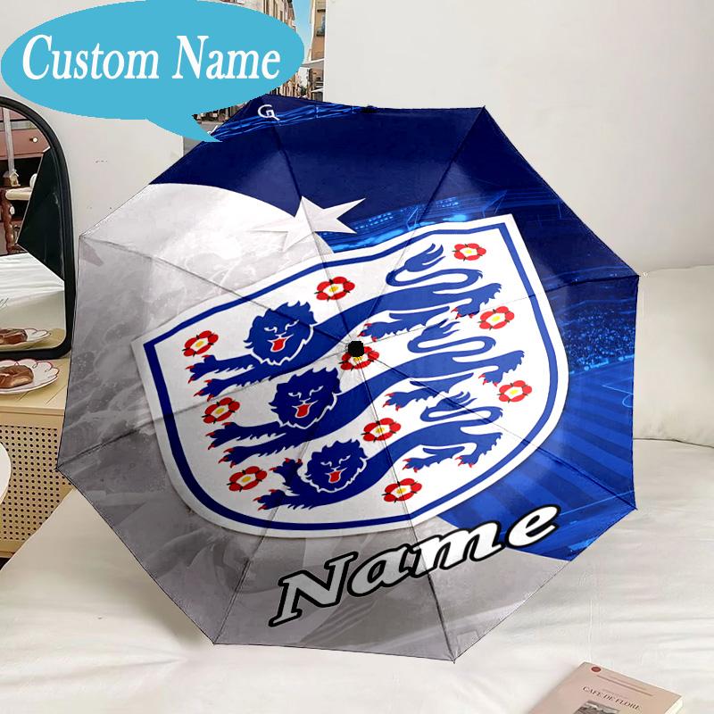 Custom Name Umbrella England Football Crest Umbrella 8-Frame for Travel, Camping, Casual Lightweight Portable, Essential for Family Gifts