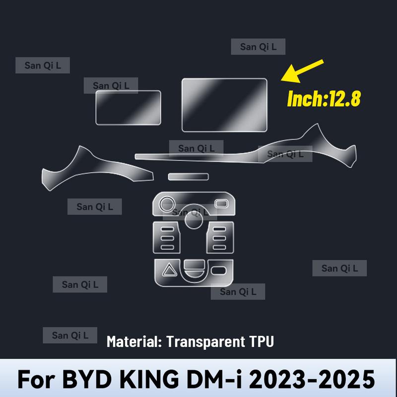 Interior TPU for BYD KING DM i 2024 2025 Protective Film Cover Anti-Scratch Gearbox Panel Navigation Screen Automotive