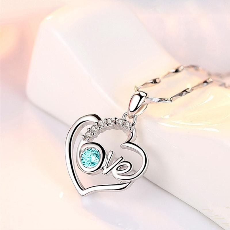 999 Sterling Silver Necklace for Women Korean Style Clavicle Chain Pure Silver Pendant Jewelry Love Love