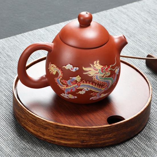 Чайный сервиз Цзыша ручной работы Дракон и Феникс, меняющий цвет фиолетовый глиняный чайник, чайный горшок кунг-фу, мастерство изготовления, волшебный чайник, подарок для любителя чая