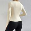 Women Solid Color Bottom Shirt Half High Collar Long Sleeve Bottoming Top Solid Color Slim Fit Pleated Pullover Tops