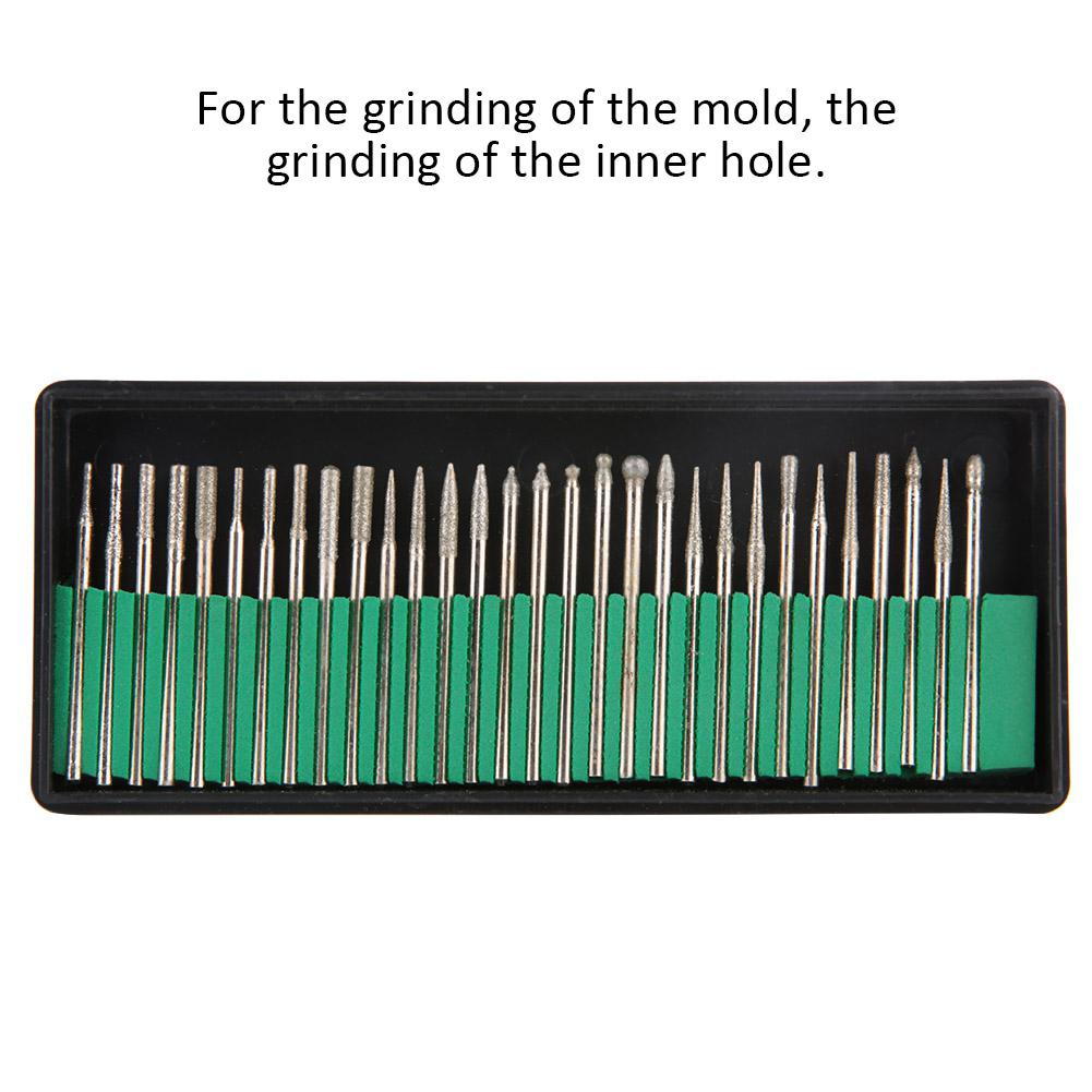 30 шт алмазный хвостовик шлифовальные вращающиеся сверла набор стеклянных нефритовых ювелирных изделий гравировка резьба инструменты