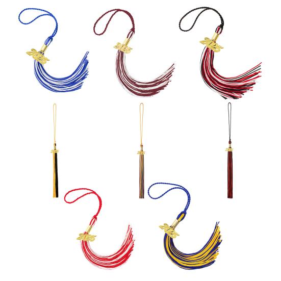 Кисточка для выпускного с подвеской 2025 года, в наличии разные цвета, стиль цветных блоков, длина 40 см, кисточка для рожка на выпускной для школьного сезона