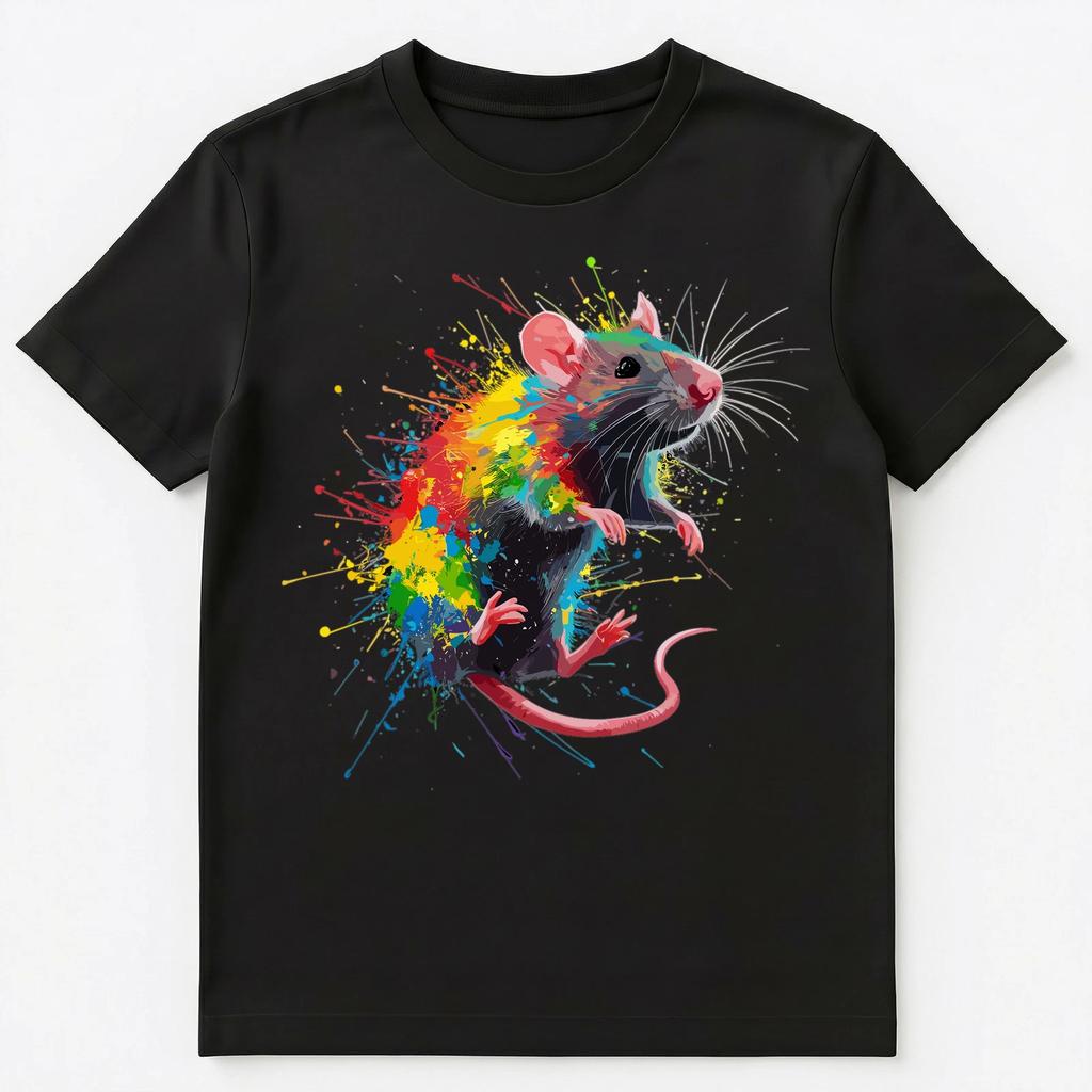 Colorful Paint Splash Rat Art Graphic Unisex T-Shirt