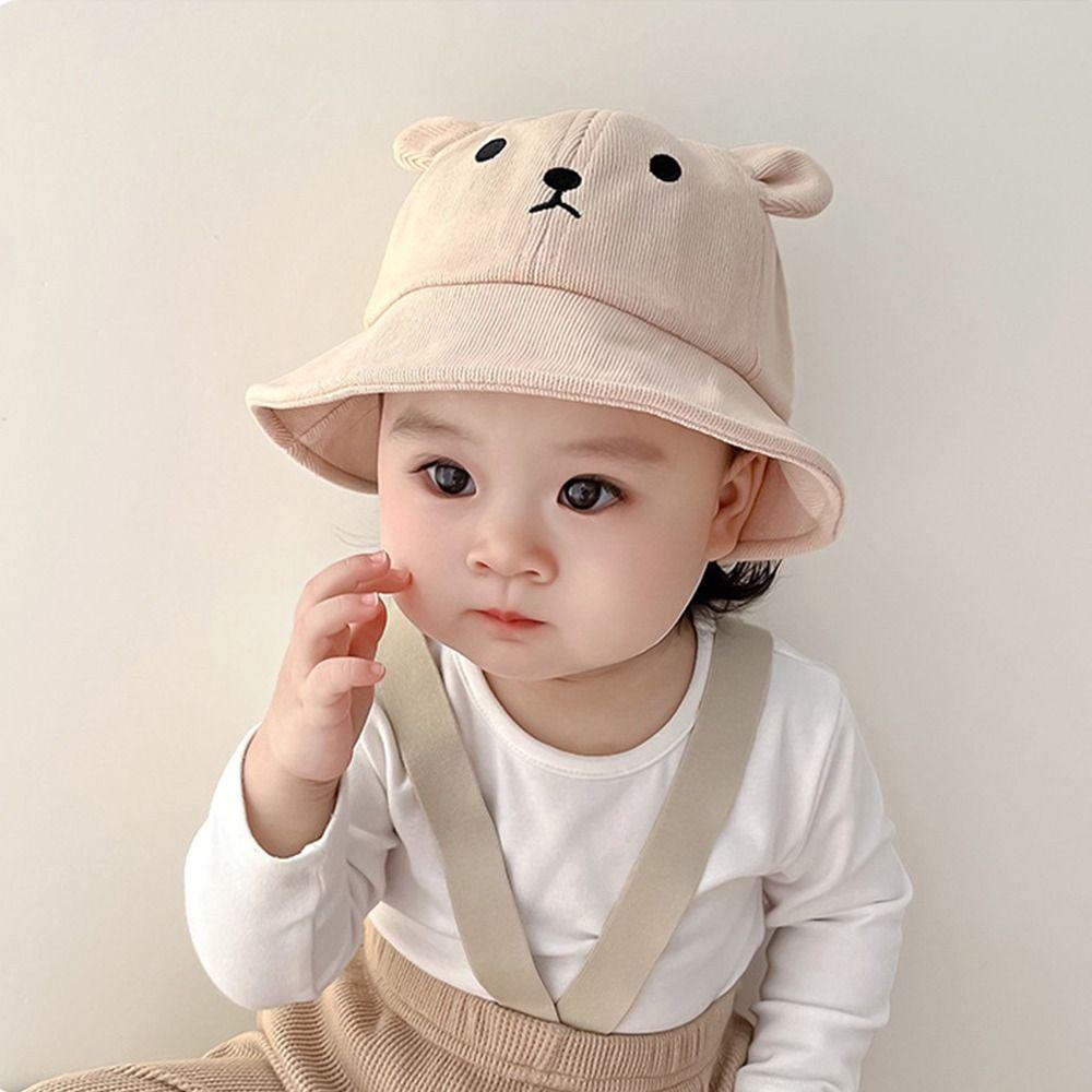 Cotton Baby Bucket Hat Korean Boys Girls Sunhat Lovely Baby Bear Hat Toddler