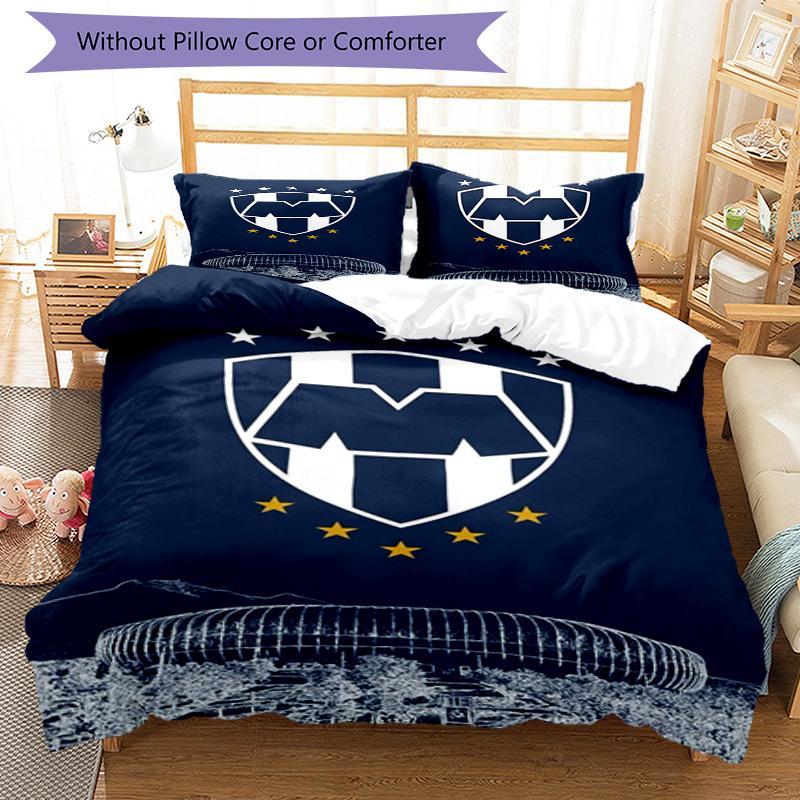 Monter-rey Football Crest Art Printed Pattern Duvet Cover Set – includes 1 duvet cover and 2 matching pillowcases Bedroom decor Christmas gifts