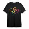 Women's Plus Size Soft Classic T-Shirt Yellow Green Pink Hand Drawn Hearts Tee