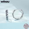 WOSTU 925 Sterling Silver Vintage Pattern Hoop Earrings Women Classicial Round Wedding Party Earring Pendientes Anniversary Gift