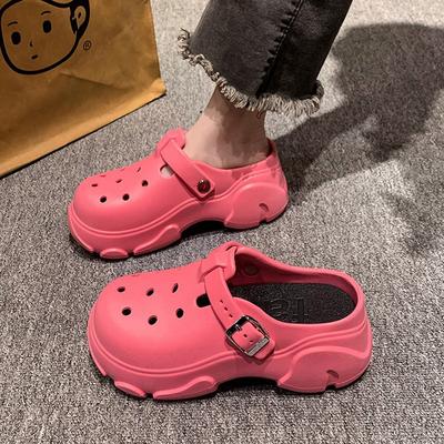 Женские летние туфли-сабо, верхняя одежда, толстая подошва, увеличенная высота, новые модные пляжные сандалии с закрытым носком