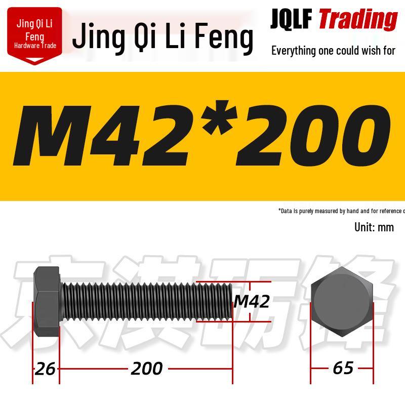 12.9 Grade High-Strength Blackened Hex Bolt M22-M48