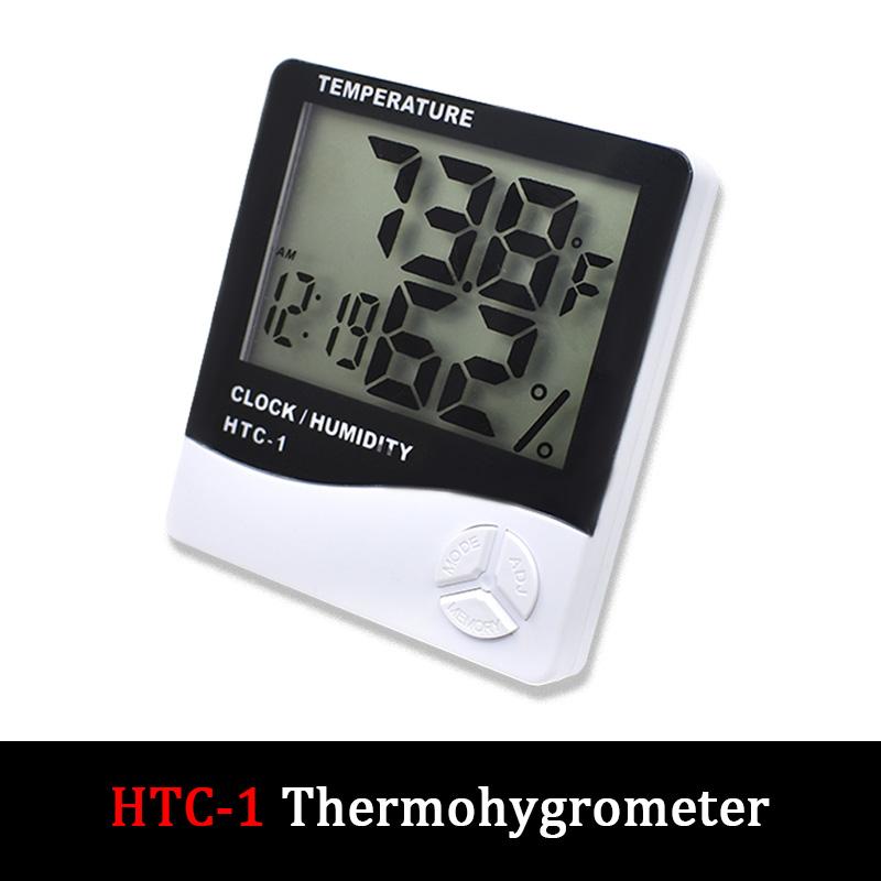 Цифровой ЖК-термогигрометр HTC-1/2, Измеритель температуры и влажности для помещений/улицы с часами и записью максимальных/минимальных значений