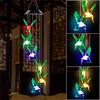 LED Solar Wind Chime Butterfly Crystal Windchime Hummingbird Color Changing Waterproof Outdoor Windchimes for Garden Decoration