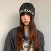Vintage Letter Beanie Hat Cool Knitted Pullover Hat Fashion Sequin Knitted Hat  Streetwear