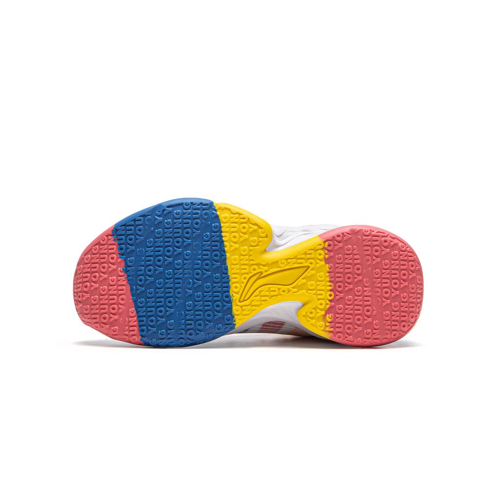 Li Ning Kids Fashion Trend Sports Versatile Shock Absorption Rebound Low Top Basketball Shoes Kids Sneaker White New-French-Blue YKBS046-21