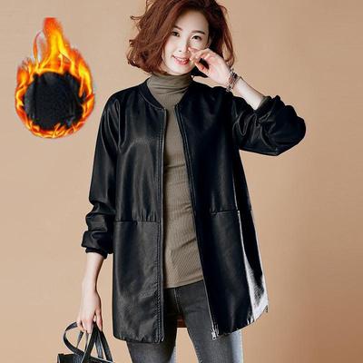 Осенне-зимняя модная женская кожаная куртка с красным верхом и черным пальто с длинным рукавом