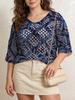 European and American large-size women's sweater high-end summer women's casual flower print hollow knitted top