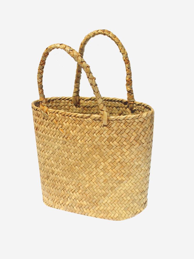 Высококлассная ретро плетеная соломенная сумка: Пляжная корзина с цветными блоками