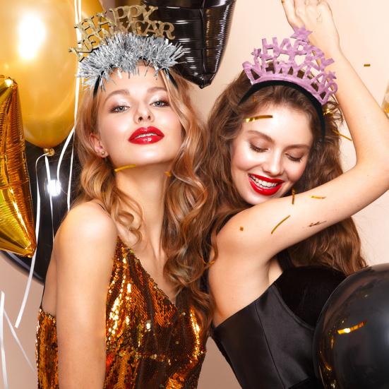 Yousheng Elastic Hair Hoop Men Women New Year Theme Headband HAPPY NEW YEAR Decoration Versatile Hair Accessory