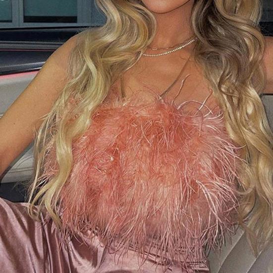 Вечерний укороченный топ, сексуальный пушистый прикосновение кожи, женская камзол без рукавов с открытыми плечами, ночная праздничная одежда