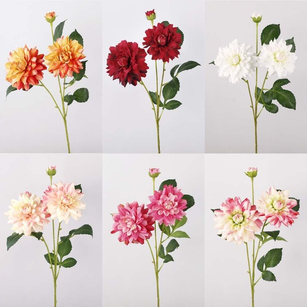 Real Touch Simulation Big Dahlia Realistic Faux Dahlia Branch Fake Flower  Party Favors