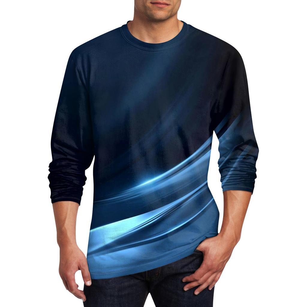 Муж. Футболка Круглый вырез Одежда Одежда На открытом воздухе Длинный рукав С принтом Модельер Винтаж