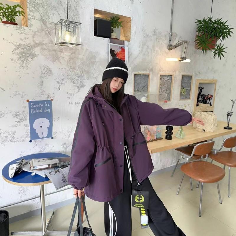 Womens Winter Padded Windbreaker Loose Mid-Length Hooded Jacket Street Style Outerwear S-XXL