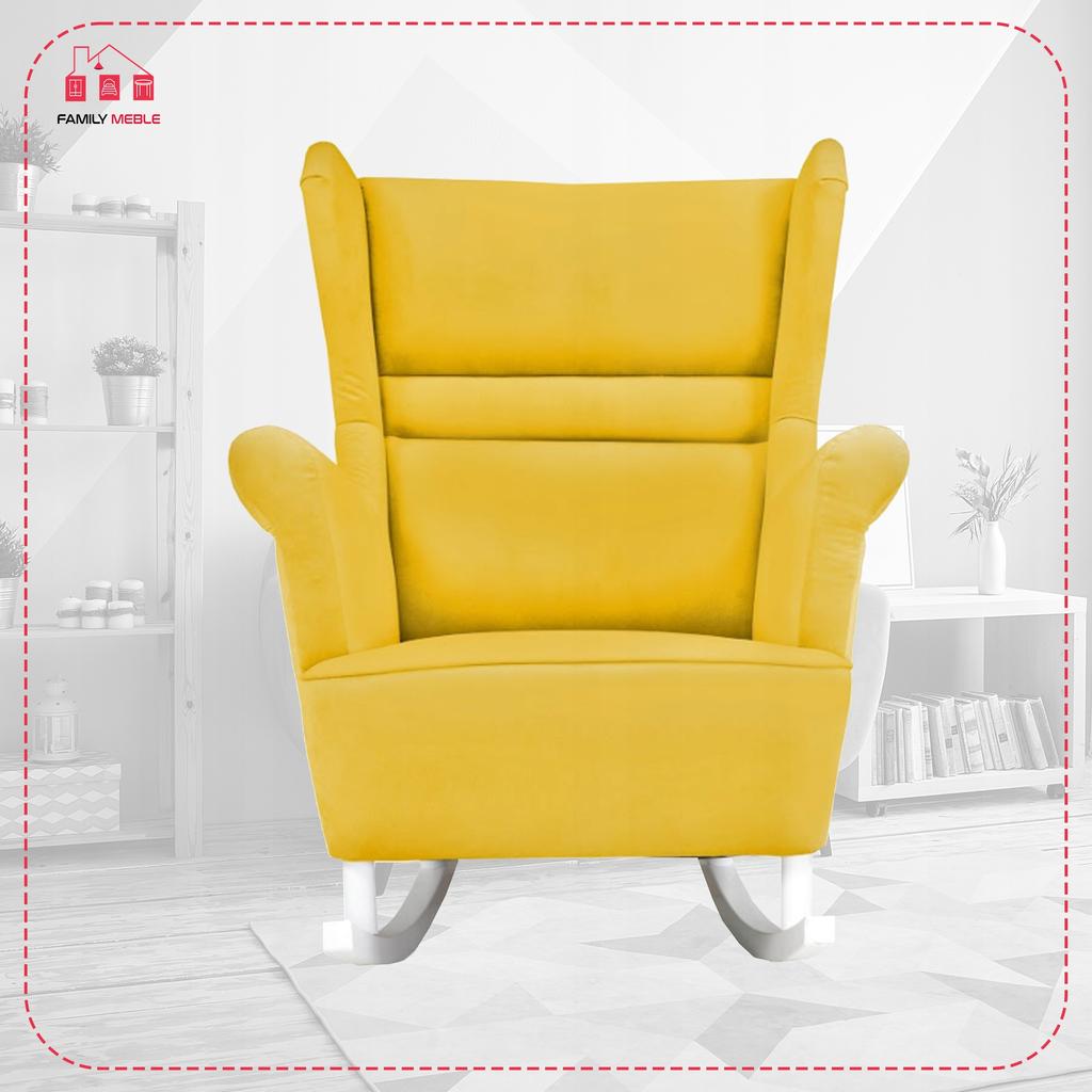 Zoja Rocking Chair, Scandinavian, Family Furniture, Lemon, Yellow, Gold