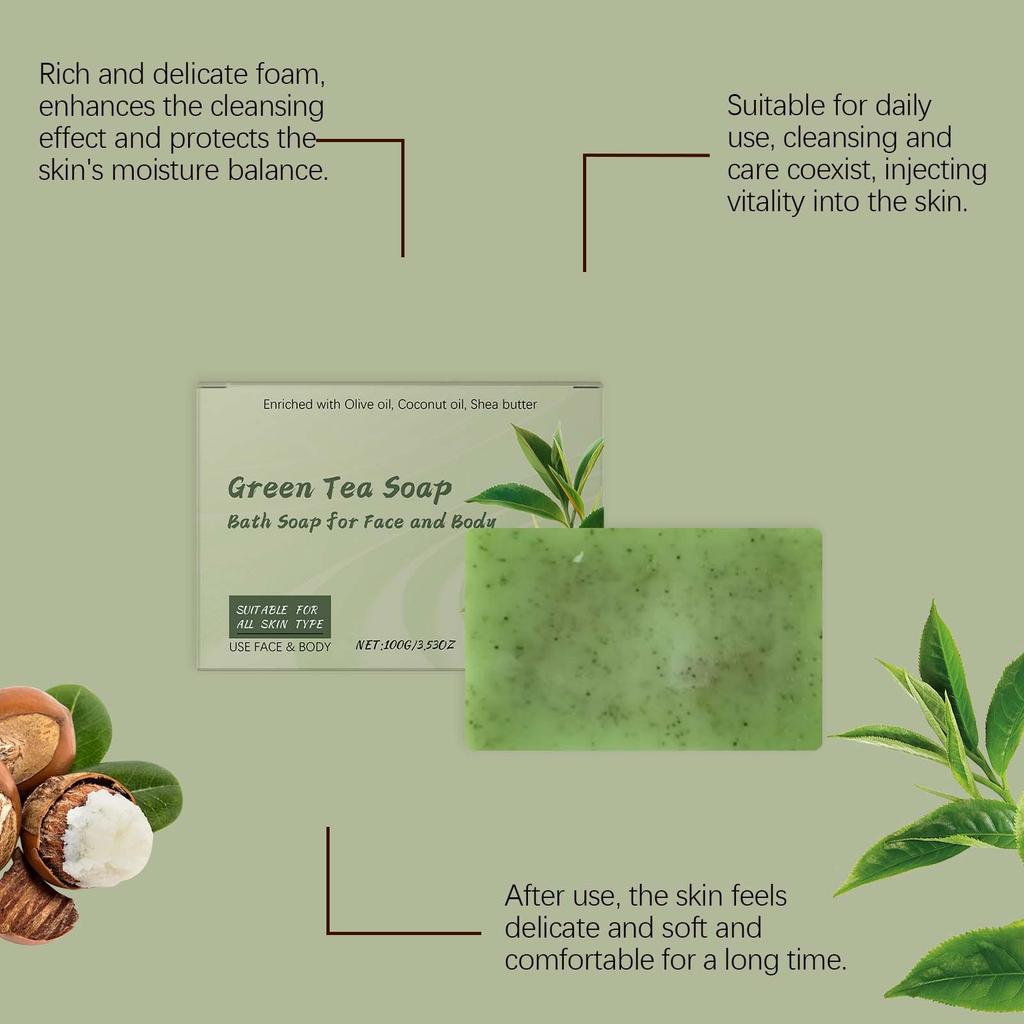 Мыло для ванны с зеленым чаем Мягкое питательное средство для тела Чистое и увлажняющее освежающее пенящееся мыло