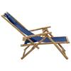 Adjustable Relax Chair Navy Blue Bamboo and Fabric