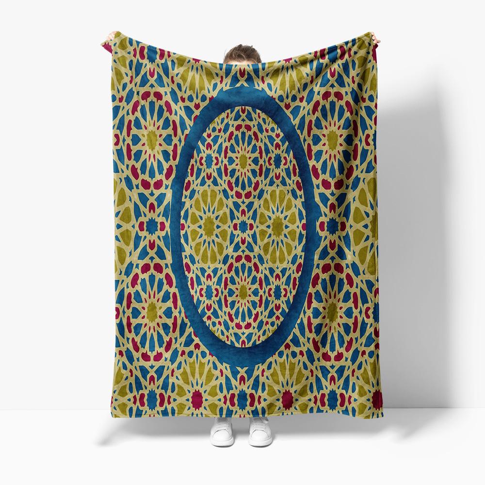 Moroccan Islamic Rug Pattern Cotton Throw Blanket Decorative Bed Sofa Cushion Cover Unique Handmade Cushion Gift