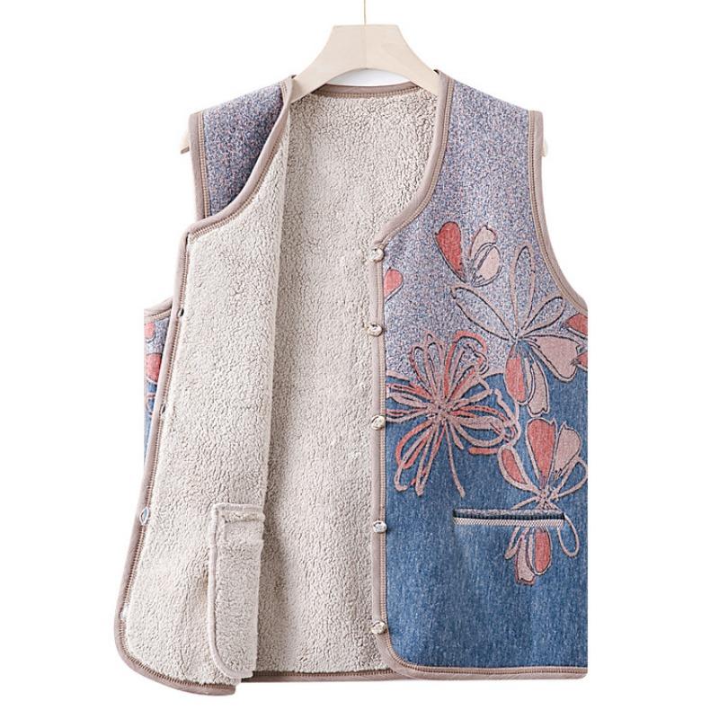 Middle-aged Elderly Vest Female Grandma Autumn Cardigan Velvet Thickened Outer Vest New Mother Vest Jacket