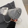 Vintage Y2K Small Chain Rivet Shoulder Bag Heart Shaped Purse Handbag Red PU Leather Gothic Tote Bag Fashion Women Crossbody Bag ARI