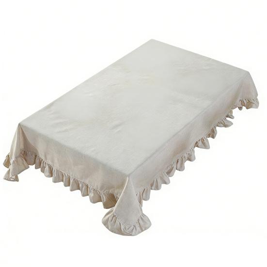 Yousheng Solid Color Ruffled Tablecloth Rectangular Square Table Cover Dining Tablecloth for Farmhouse Kitchen Dining Room Patio Decoration