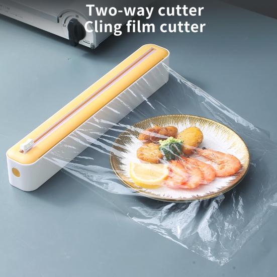 Диспенсер для пищевой пленки с резаком-слайдером 2-в-1, держатель для пластиковой пленки и фольги для кухни, инновационный резак и диспенсер для пищевой пленки для домашнего ресторана