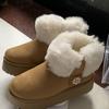 Пушистые Мягкие Толстая Подошва Зимние Теплые Пушистые Меховые Ботильоны на Платформе с Жемчужной Отделкой Дизайнерская Обувь Женская 2025