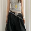 Leopard Women's Rivet Belt Gothic Dress Jeans Belt Fashionable Leather Waistband  Streetwear