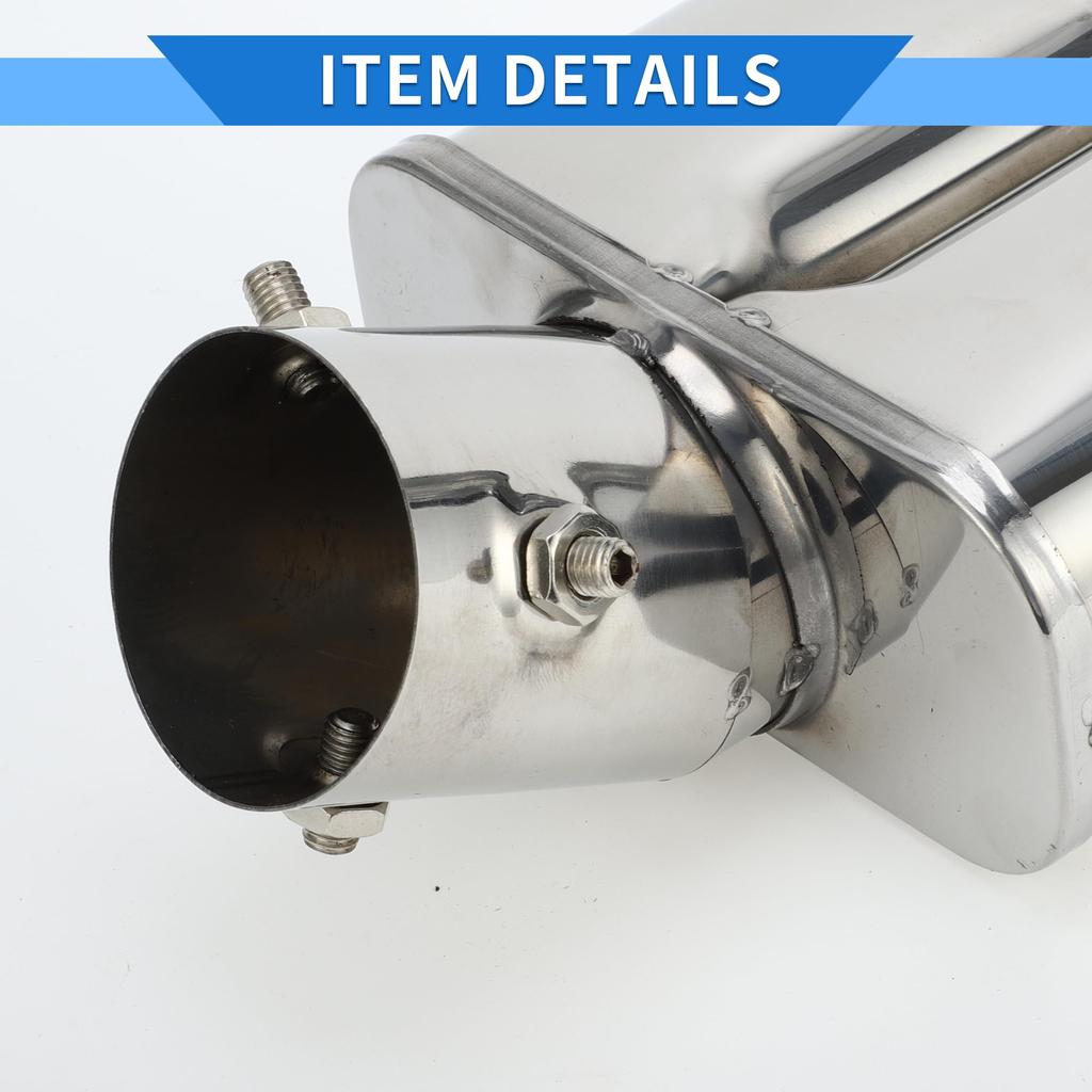 VekAuto Двойной квадратный выхлопной наконечник Вход 60 мм Нержавеющая сталь Серебристый, Косой срез, Длина 170 мм